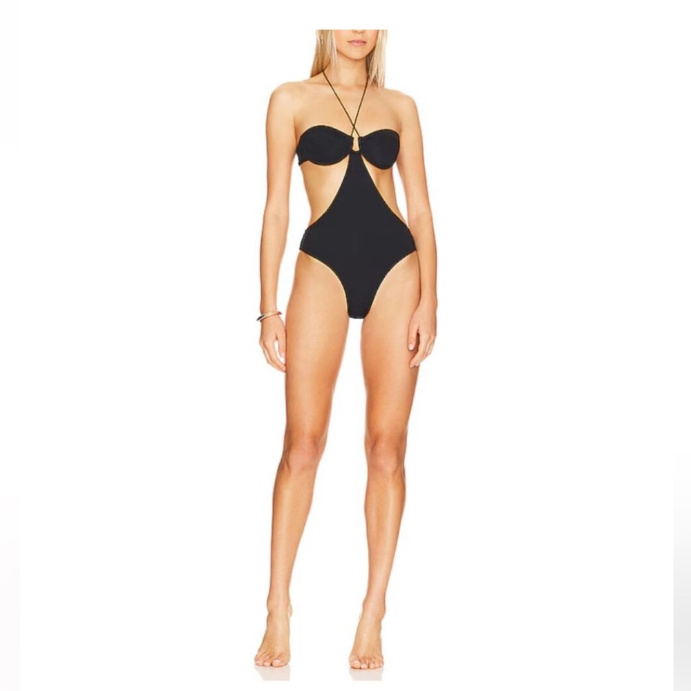 NWT SOLID & STRIPED Black Cutout One-Piece Swimsuit